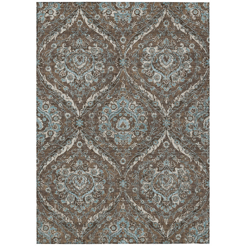Machine Washable Indoor/Outdoor Chantille ACN2703 Global Rug, Chocolate, 9' x 12'