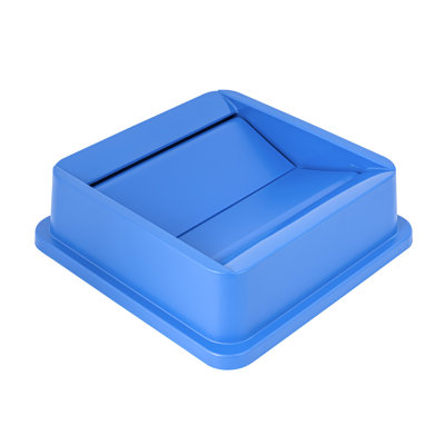 Couvercle de restaurant SEULEMENT: couvercle de poubelle professionnel Clean Tek, 1 couvercle supérieur pivotant - poubelle vendue séparément, forme carrée, plastique bleu, pour poubelle, robuste, pour intérieur et extérieur