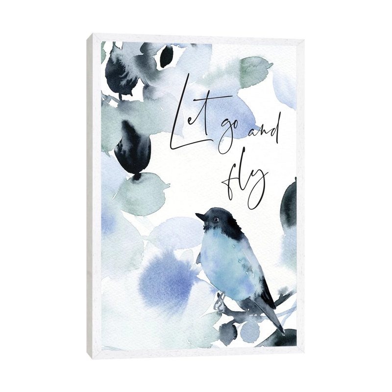 Let Go and Fly 1 Piece Painting on Canvas, 66.04cm H x 45.72cm W x 3.81cm D, White Floater Framed