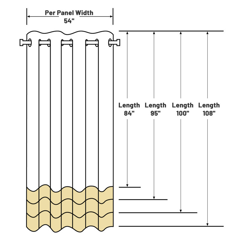 1 Panel Flannelette Waterproof Blackout Outdoor Curtains for Patio/Pergola/Porch, 54" W x 95" L