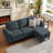 79.72" Corduroy L Shaped Sofa With Ottoman-117027009