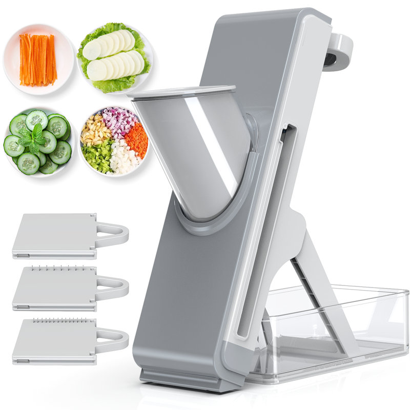 Mandoline sécuritaire pour la cuisine, trancheuse à légumes, Gris