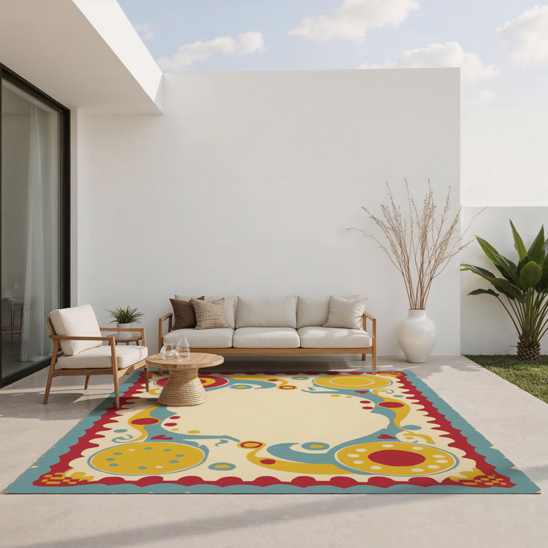 Spirited Spin Indoor And Outdoor Area Rug, Rectangle 5' x 7'