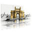 Ensemble de 3 impressions d'art sur toile, "Golden Gateway Reflets In Water"-927133195