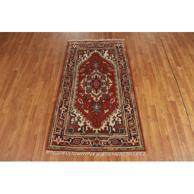 Orange Wool Traditional Indian Rug 3x5