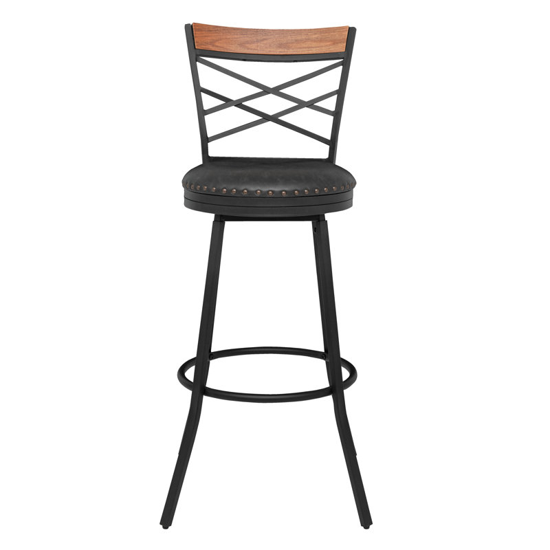 Tabouret pivotant Rosehilde, Noir, 2, Tabouret de bar (siège d'une hauteur de 30 po)