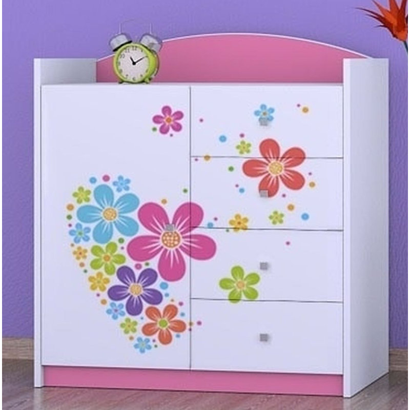 Niemi Kids 4 - Drawer Combo Dresser, Pink