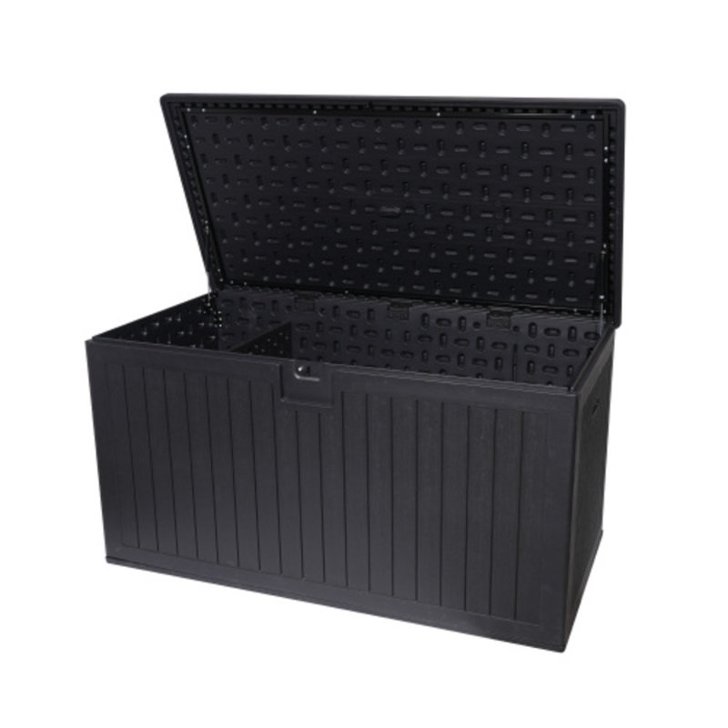 Boîte de rangement pour l'extérieur de 260 gallons, résine imperméable, noire, 69,7 x 32,3 x 32,7 pouces, contenant verrouillable avec charnières hydrauliques