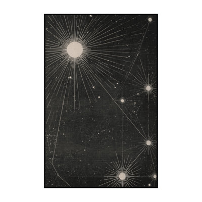 Machine Washable Palvinder Modern & Contemporary Starburst Rug in Gray – Black Binding