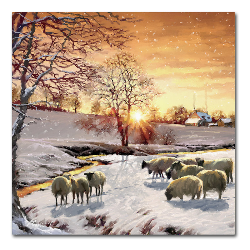 « winter brebis », reproduction sur toile tendue, H 35 po x l 35 po x P 2 po