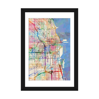 «Urban Rainbow Street Map Series: Chicago, Illinois, USA» par Michael Tompsett, impression sur toile