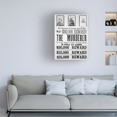 «American School Lincoln Murder Reward», art sur toile 1865