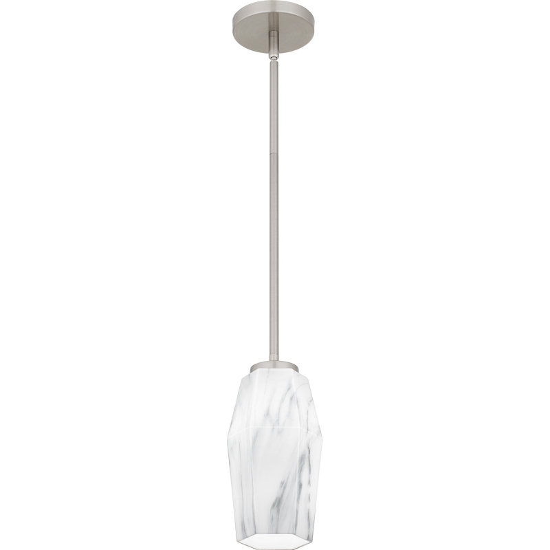 Mini-luminaire suspendu noir mat 1 lumière Nivek, Nickel brossé