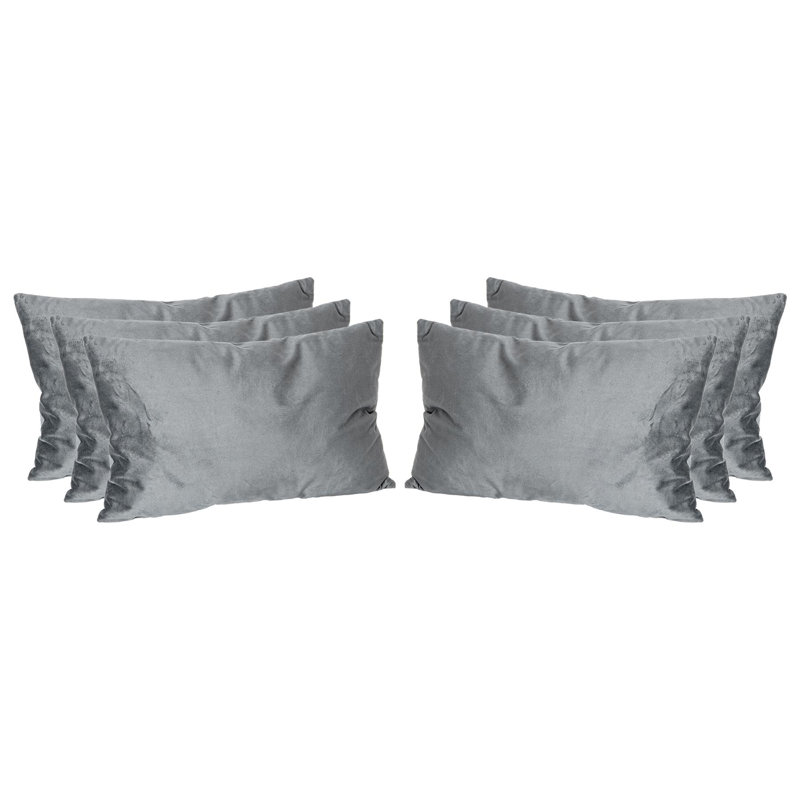 Colour Rectangular Lumbar Cushion with Filling, Grey