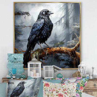 Black Raven Forest Guardian II - Raven Animal Wall Art
