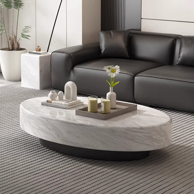 Light luxury cream style oval coffee table