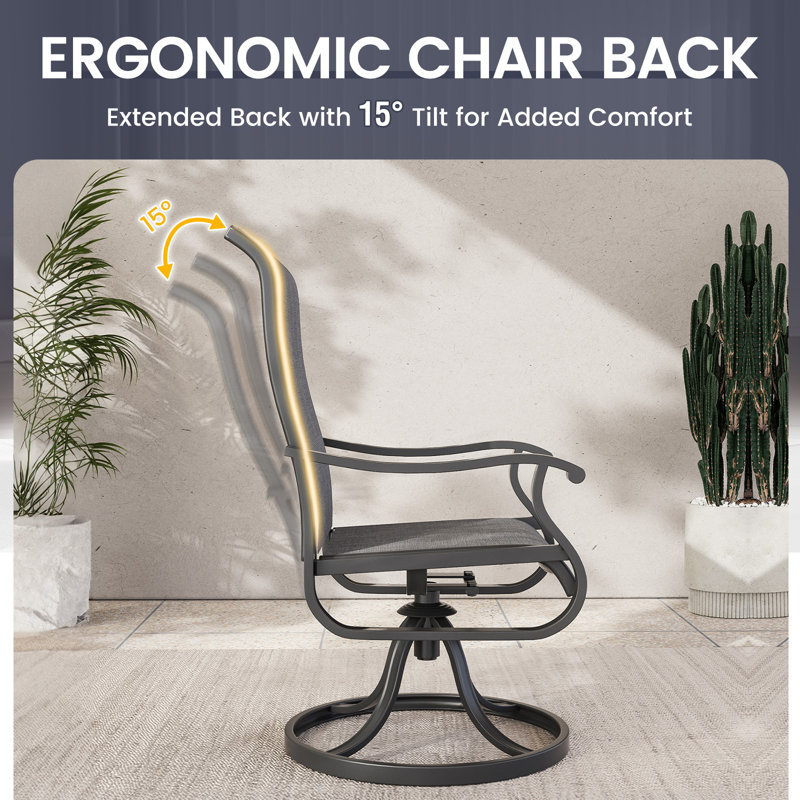 Avionce Outdoor Dining Armchair With Table, Light Gray