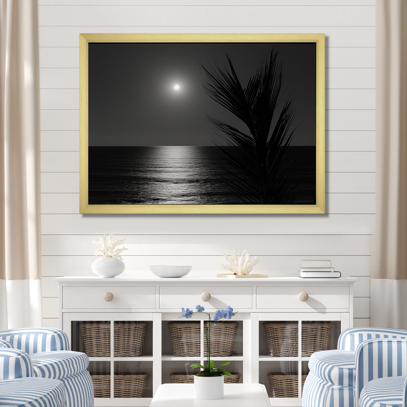 Arabela - décoration murale bord de mer tropicale, Cadre doré simple, H 12 po x l 20 po x P 1 po