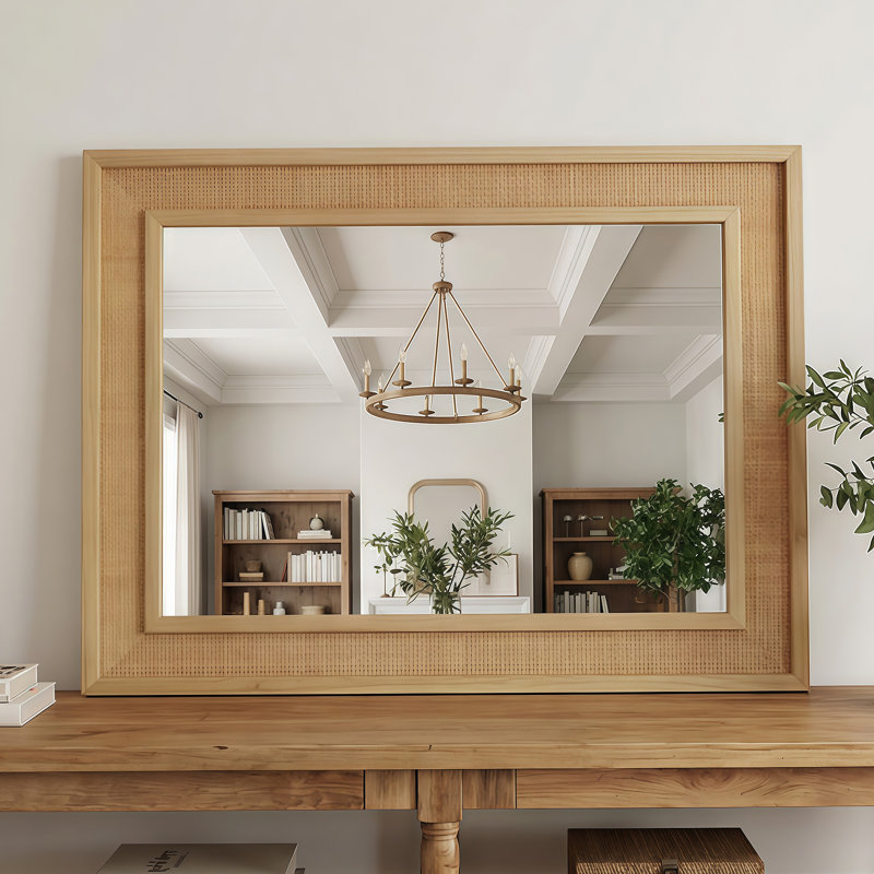Miroir décoratif rectangulaire, 30" x 20", Natural Wood