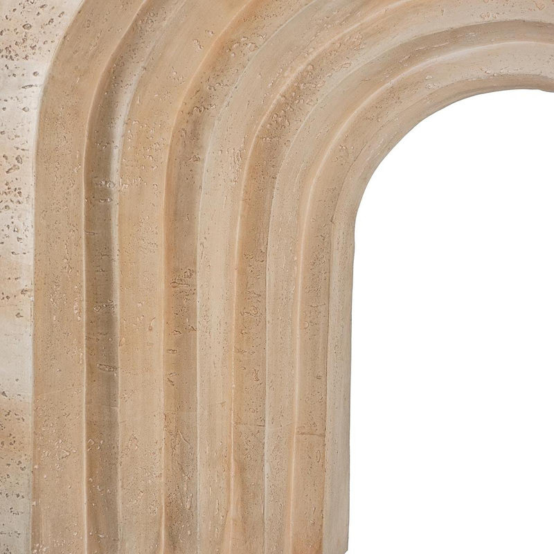 32.3X14.2X29.9" Modern Arched Sculptural Console Table With Beige Faux Travertine Finish