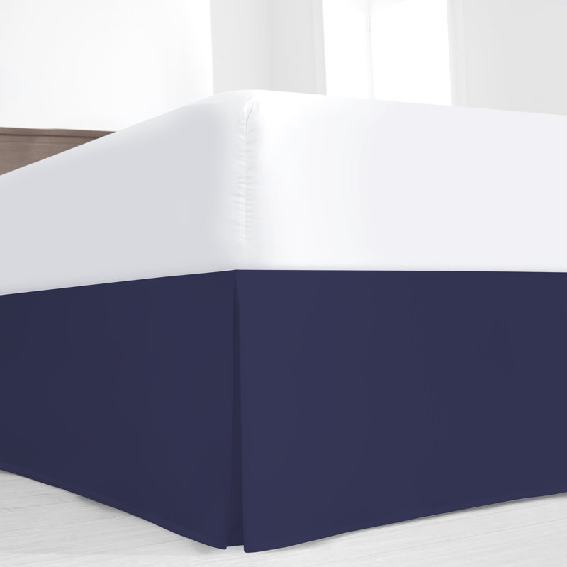 Cotton Blend Percale Bedskirt, Queen, Navy