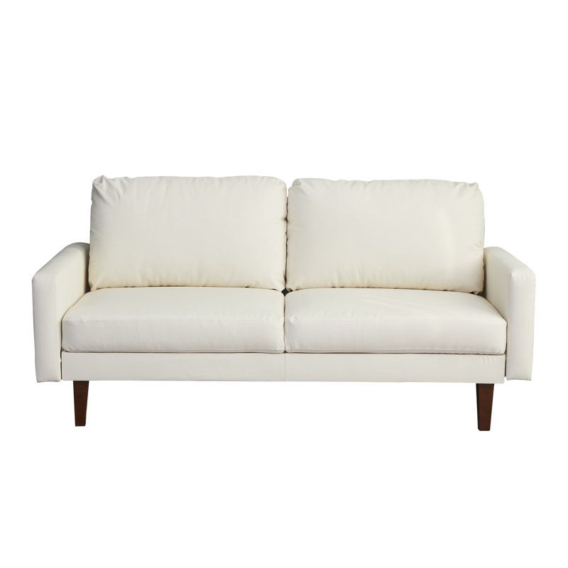Cilla 58.3'' Faux Leather Loveseat, White , 33.1" H x 69.7" W x 31.7" D