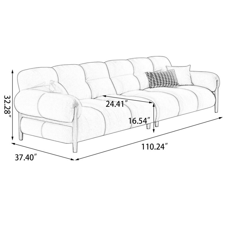 Coussin modulaire beige en polyester, 32.28" H x 110.24" W x 37.4" D, Beige