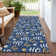Machine Washable Indoor/Outdoor Snowflake Ho Ho Ho Xhevrie Navy Rug