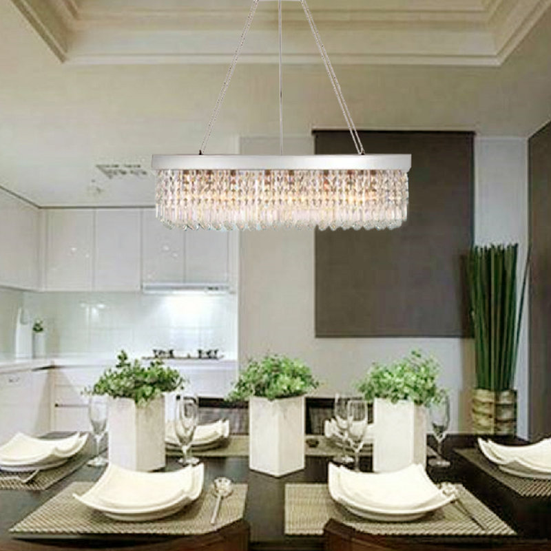 Kearan 5 - Light Kitchen Island Dimmable Rectangle Chandelier with Crystal Accents