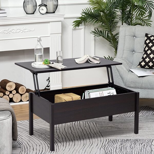 Sparta Black Lift Top Extendable Coffee Table with Storage Millwood Pines Color: Black