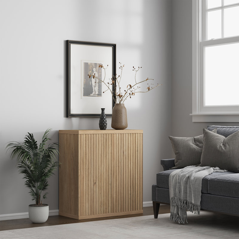 Armoire d'appoint avec tablettes réglables Cesiro, Chêne naturel, 1
