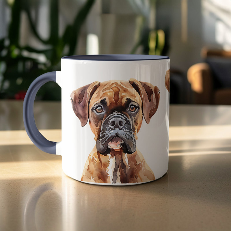 Shetland Sheepdog Watercolor Design 11oz Coffee Mug, 2, Navy