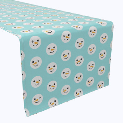 Elguja  Table Runner, 100% Cotton, Snowman Faces