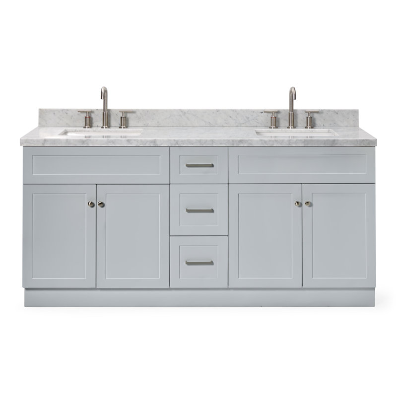 Ensemble de meuble-lavabo double 73 po Hamlet, gris
