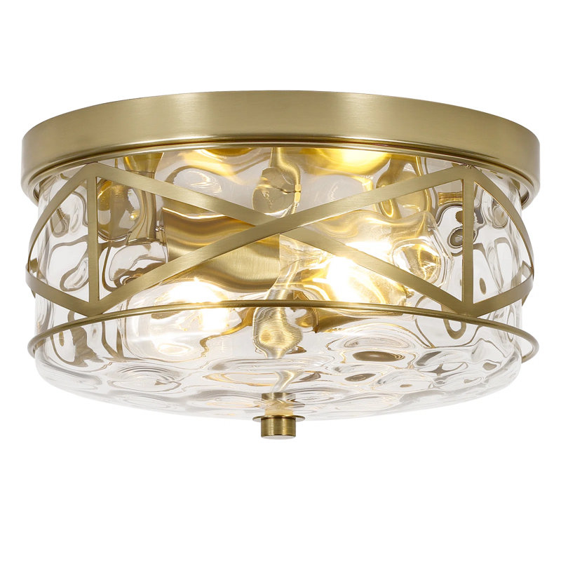 Plafonnier encastré en verre 2 lumières Alixandra, Doré, L 11,81 po x l 11,81 po x H 5,9 po