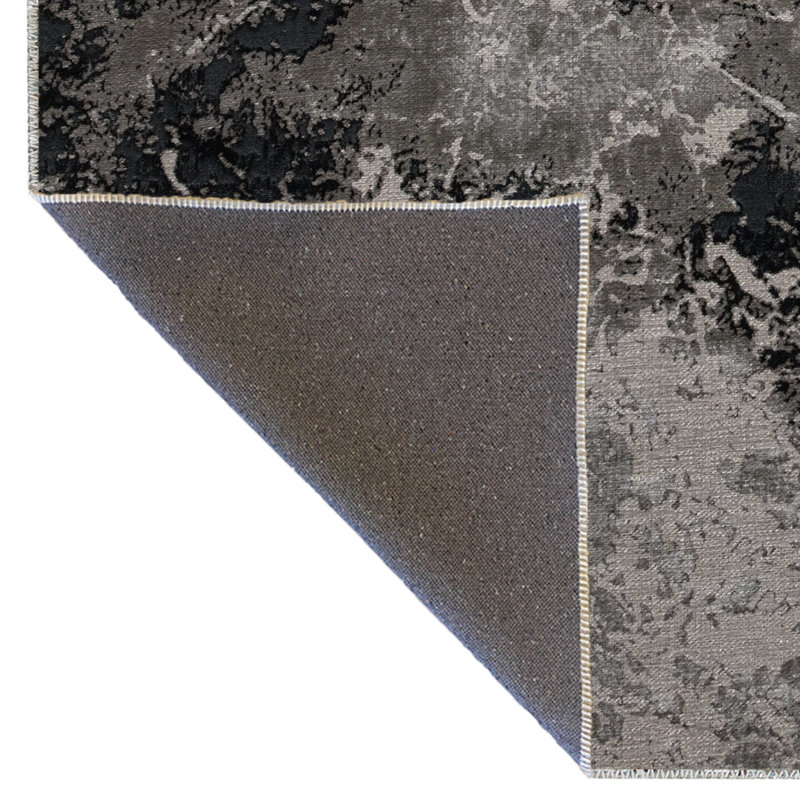 Tapis décoratif moderne à motif abstrait gris, Rectangle 4 pi 11,06 po x 9 pi 10,11 po
