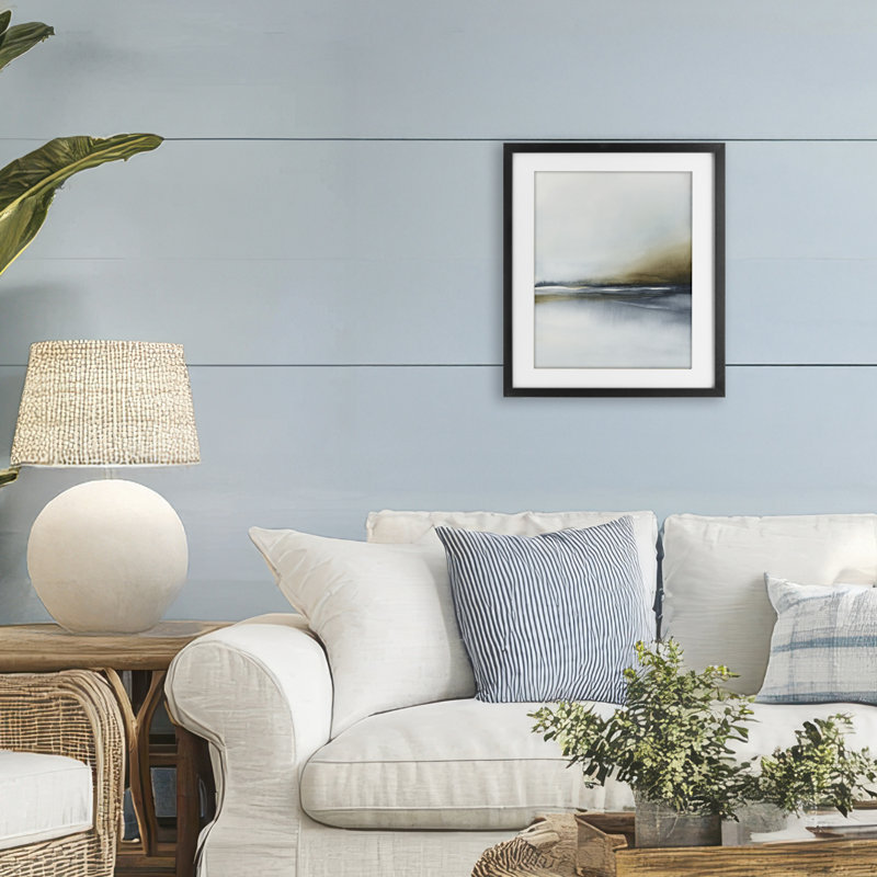 Foggy Seaside Serenity, reproduction encadrée sous verre, design par 1x, Cadre noir minuit, H 16 po x l 13 po
