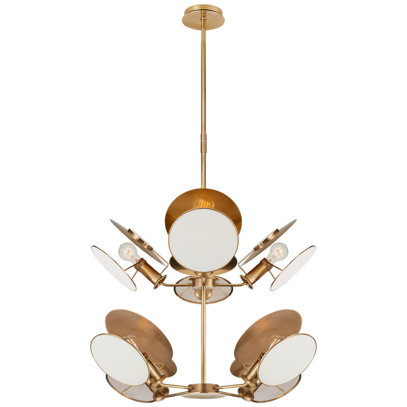 Thomas O'Brien Osiris Large Reflector Chandelier, Hand-Rubbed Antique Brass, 21.5" H x 54" W x 54" D