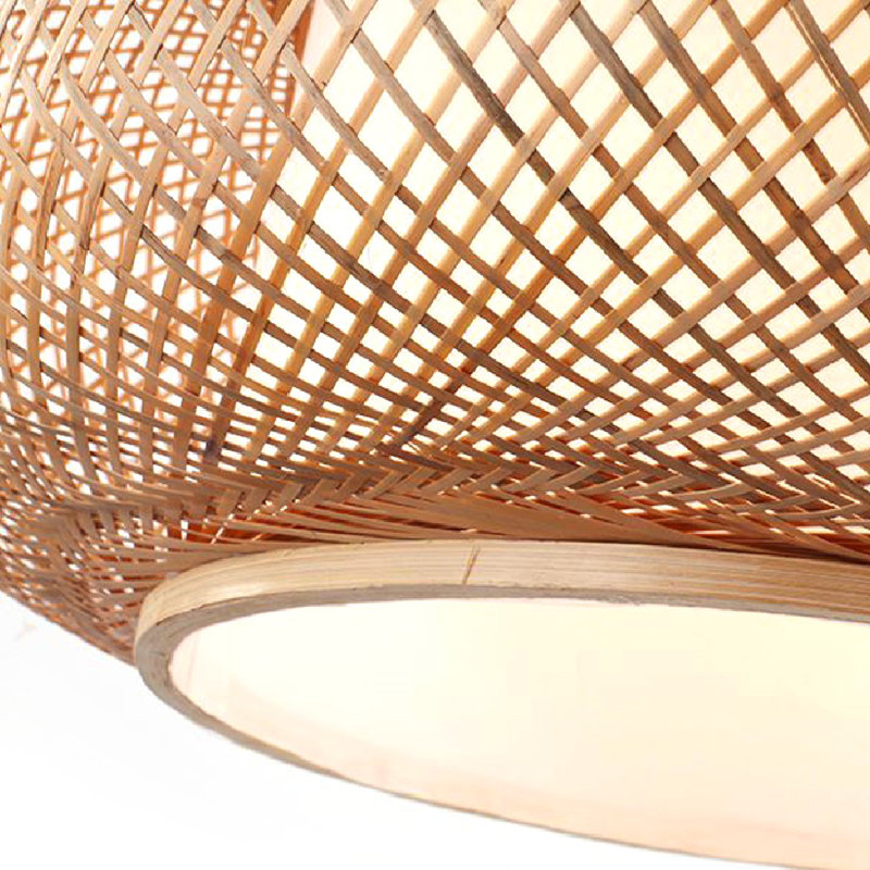 16'' Hanging Lamps Chandelier Vintage Premium Bamboo Wicker Lampshade Rattan Pendant Light