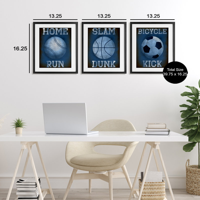Ensemble de 3 impressions encadrées sous verre Sports Sports Inspiring Athlete, design par Marcus Prime, H 16 po x l 13 po