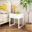 Modern White Nightstand With Spacious Drawer, Minimalist Design For Small Spaces And Easy Assembly
