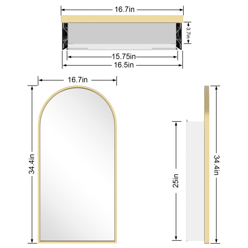 Miroir réglable pour armoire à pharmacie H 34,3 po l 16,7 po Desia