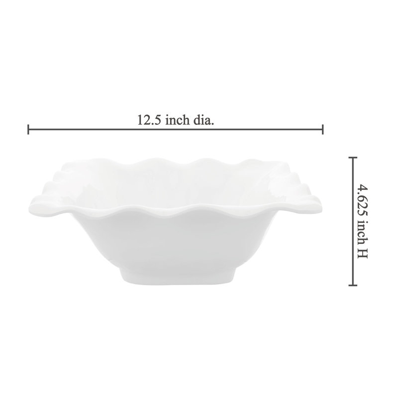 2-Piece White Melamine Serving Bowl, 12.5"