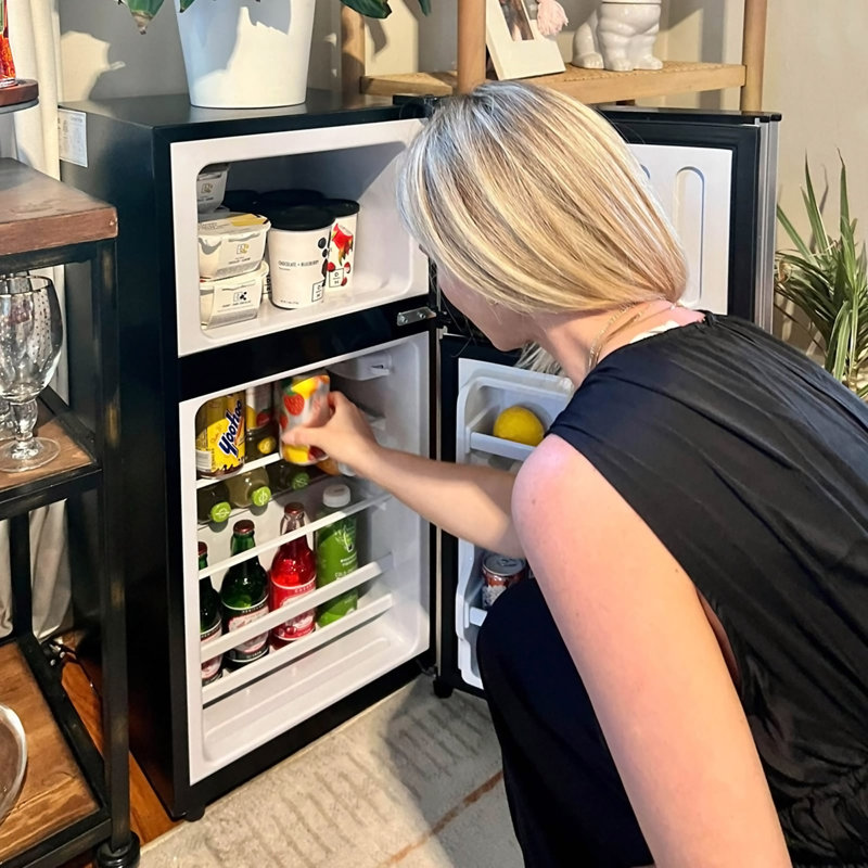 3.5Cu.Ft Compact Refrigerator Mini Fridge With Freezer, Small Refrigerator With 2 Door, 7 Level Thermostat Removable Shelves For Kitchen, Dorm, Apartment, Bar, Office