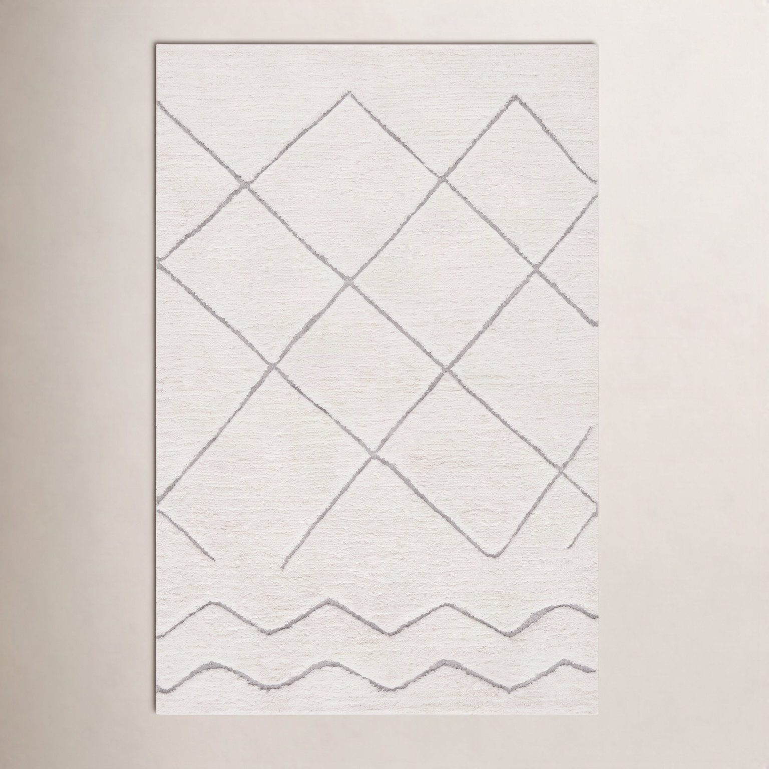 Henrie Ivory Gray Hand-Woven Geometric Rug, Rectangle 3' x 5'