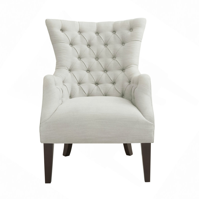 Hannah Button Tufted Wing Chair, Ivory