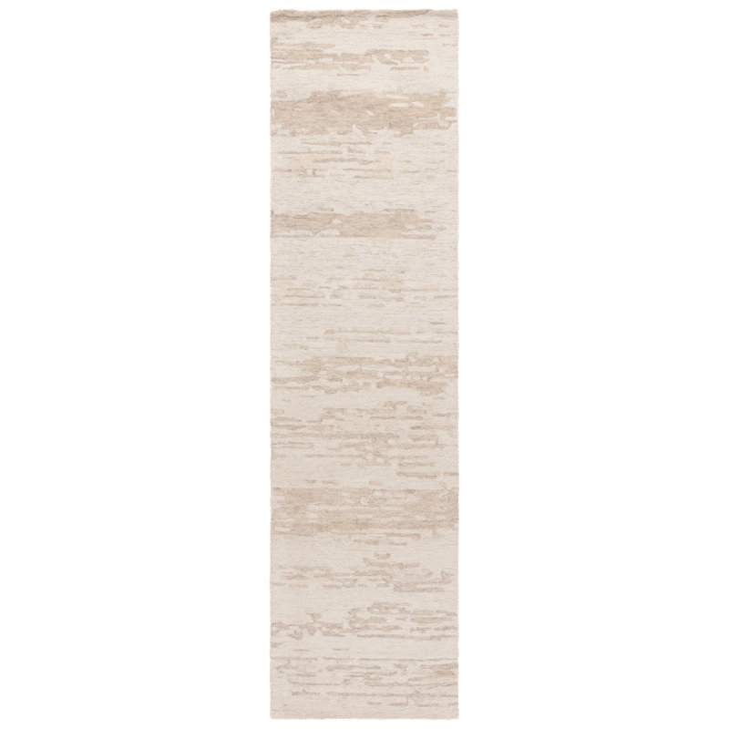 Lacie Ebony Hand Tufted Wool/Cotton Abstract Rug in Beige, Runner 2'3" x 9'