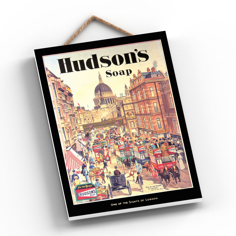 Hudson's Soap Vintage Retro Poster Design On Wooden Plaque