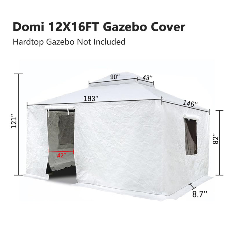 Universal Winter Cover for Gazebo, 121" H x 193" W x 146" D