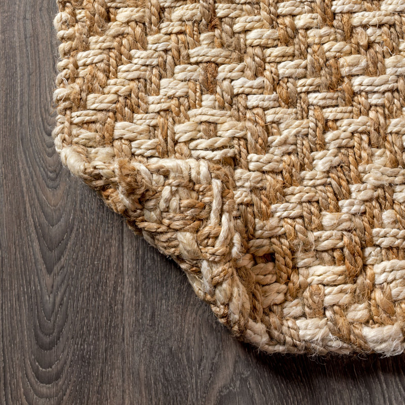 Tapis en jute naturel à gros losanges tissé à la main Mcgowan, Rectangle de 5 pi x 8 pi